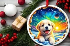Snow Made Wall Puppy Round Ornament PNG Product Image 1