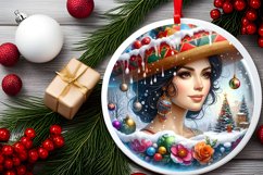 Winter Scene with Mexican Person Round Ornament Sublimation Product Image 2