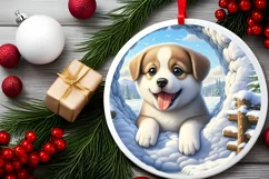 Snow Made Wall Puppy Round Ornament PNG Product Image 1