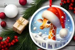 Pastell Watercollor Giraffe Portrait Round Ornament Product Image 1
