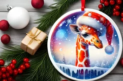 3D Giraffe Portrait Winter Scene PNG Product Image 1