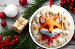 3D Marzipan Christmas Fox Sublimation Clipart PNG Product Image 1