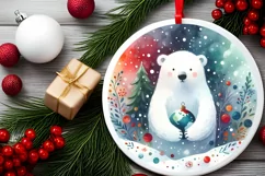 Colorful Polar Bear Winter Scene PNG Product Image 2