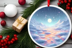 Pastel Candy Winter Scene Round Ornament PNG Product Image 2