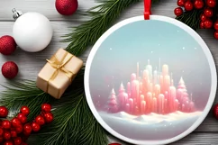 Digital Painting Molten Candy Winter Scene Round Ornament Product Image 2