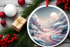 Digital Painting Molten Candy Winter Scene Round Ornament Product Image 2