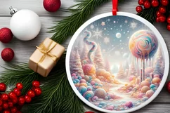Detailed Digital Painting Molten Candy Winter Scene Round Product Image 2