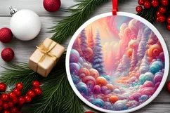 Detailed Digital Painting Molten Candy Winter Scene Round Product Image 2