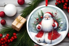 Santa Christmas Round Ornament Sublimation PNG Product Image 2
