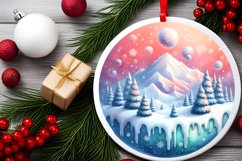3D Winter Scene with Large Text Christmas Round Ornament Product Image 2
