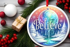 3D Winter Scene with Large Text Christmas Round Ornament Product Image 2