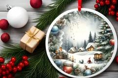 Winter Whispers Round Ornament Sublimation PNG Product Image 2
