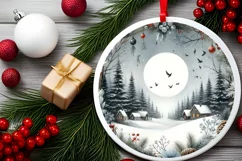 Winter Whispers Round Ornament Sublimation PNG Product Image 2