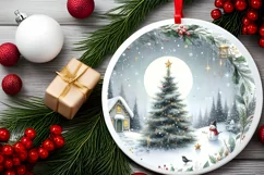 Winter Whispers Round Ornament Sublimation PNG Product Image 2