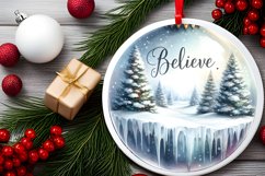 3D Martzipan Winter Scene Believe Ornament Sublimation PNG Product Image 2