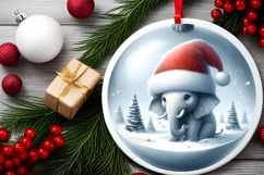 Watercolor Pastell 3d Round Elephant Portrait Christmas PNG Product Image 2