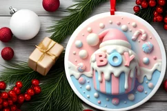 Pastel 3D Martzipan Santa's Boy Ornament Sublimation PNG Product Image 2