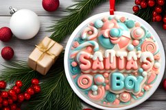 Pastel 3D Martzipan Santa's Boy Ornament Sublimation PNG Product Image 2
