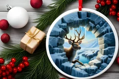 Deer in Winter Woodland Scene Sublimation Clipart PNG Product Image 2
