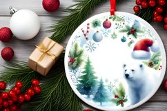 Winter Polar Bear Round Ornament Sublimation PNG Product Image 2