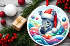 Zebra Portrait Winter Scene Sublimation PNG Product Image 2