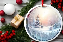 Pastel Winter Scene with Flowers Ornament Product Image 2