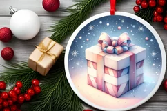 Christmas Gift Round Ornament Sublimation PNG Product Image 2