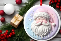 a pastel round 3d martzipan santa with melting edges Product Image 2