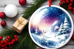 3D Winter Champagne Round Ornament Sublimation PNG Product Image 2
