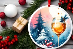 Winter Scene with Champaigne Round Ornament Sublimation PNG Product Image 2