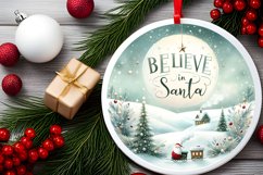 a very simple pastel winter scene believe in santa ornament Product Image 2