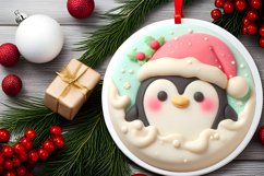 a pastel round 3d martzipan penguin with melting edges Product Image 2