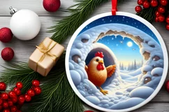 Chicken Smiling Round Ornament Sublimation PNG Product Image 2