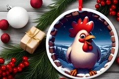 Chicken Smiling Round Ornament Sublimation PNG Product Image 2