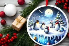 Winter Scene with Penguins Sublimation PNG Product Image 2