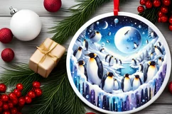 Winter Scene with Penguins Sublimation PNG Product Image 2