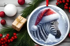 Zebra Portrait Christmas Ornament PNG Product Image 2