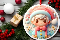 Santa's BOY Round Ornament Sublimation PNG Product Image 2