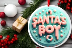 Santa's BOY Round Ornament Sublimation PNG Product Image 2