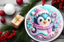 Christmas Penguin Ornament PNG Product Image 2