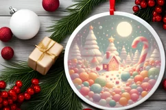 Christmas Candy Scene Round Ornament PNG Product Image 2