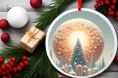 Pastel Christmas Candy Scene Sublimation Clipart PNG Product Image 2