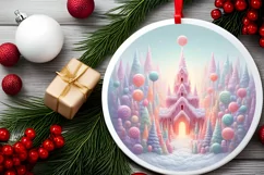 Pastel Christmas Scene Round Digital Painting Product Image 2
