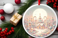 Christmas Candy Scene Round Ornament PNG Product Image 2
