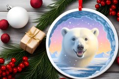 Polar Bear in Snow Wall Round Ornament Sublimation PNG Product Image 2