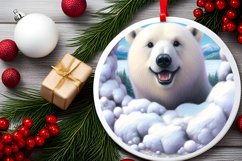 Polar Bear in Snow Wall Round Ornament Sublimation PNG Product Image 1