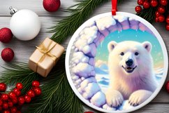 Polar Bear in Snow Wall Round Ornament Sublimation PNG Product Image 2