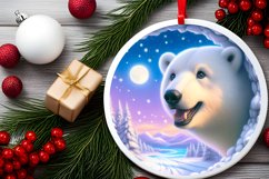 Polar Bear in Snow Wall Round Ornament Sublimation PNG Product Image 1