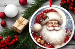 Santa Christmas Round Ornament PNG Product Image 2