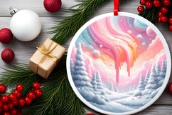 Winter Scene Round Ornament Sublimation PNG Product Image 2
